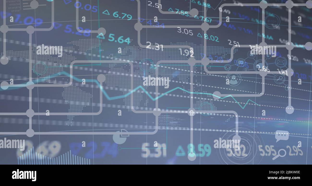 Image of data processing over shapes Stock Photo