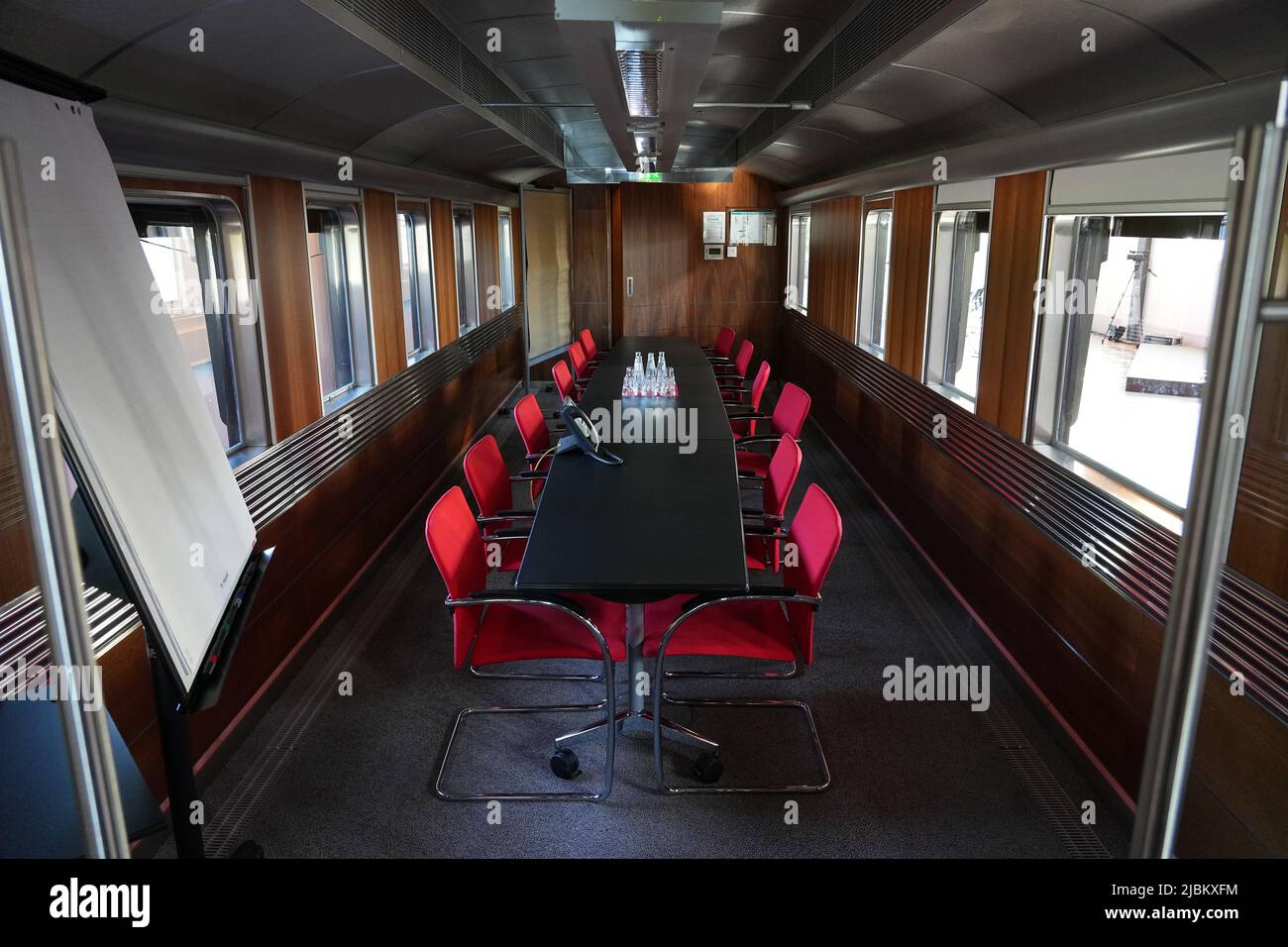 Potsdam, Germany. 03rd June, 2022. Office furniture and a flipchart