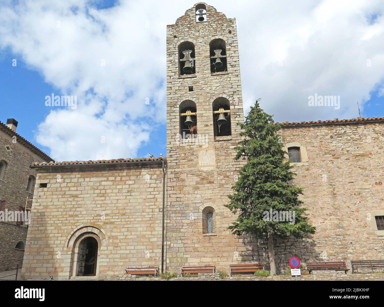 Church of Santa Maria in Castellar de Nuch in the Bergada region, Barcelona, Catalunya, Spain, Europe Stock Photo