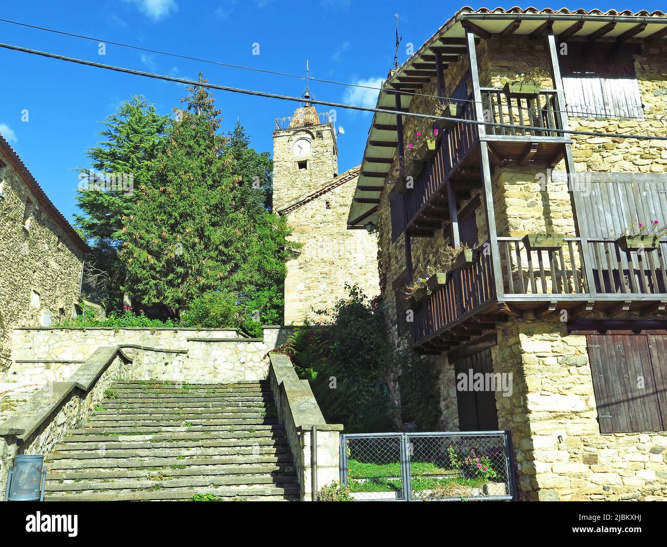 Church of Santa Maria in Castellar de Nuch in the Bergada region, Barcelona, Catalunya, Spain, Europe Stock Photo