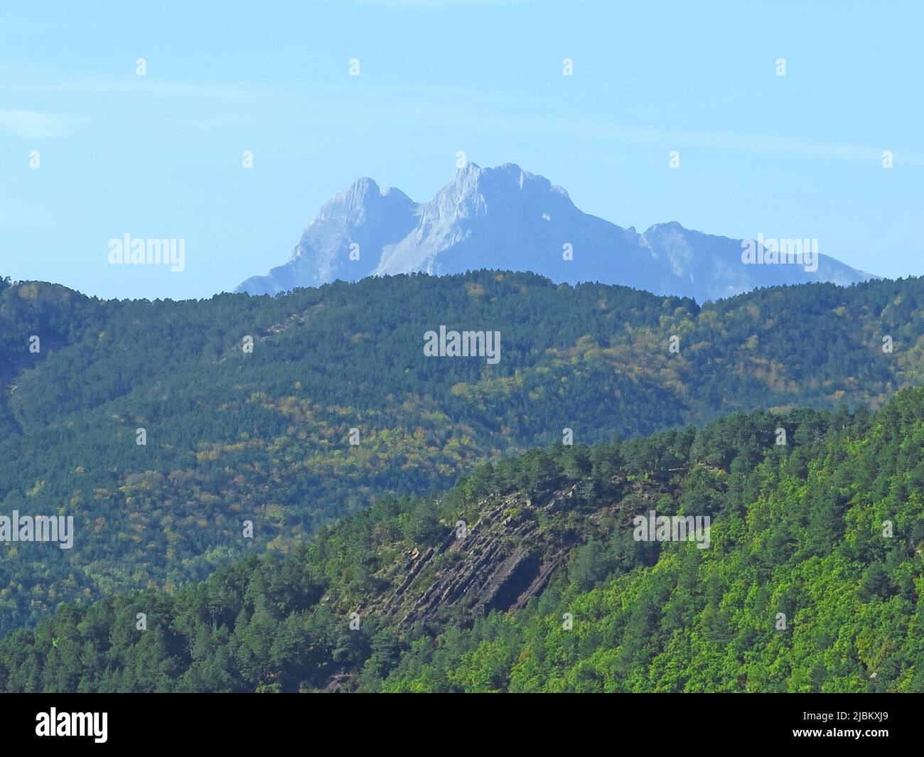 Landscape of Castellar de Nuch, Castellar de n'Hug, Bergadà region, Catalonia, Spain Stock Photo