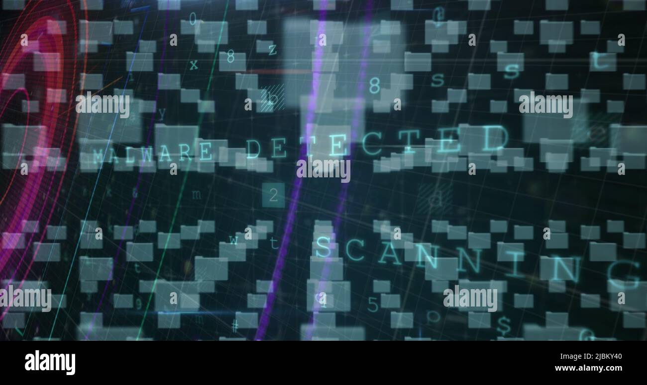 Image of security padlock and data processing over black background ...