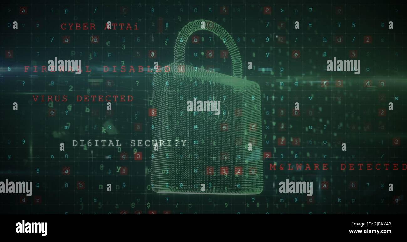 Image of security padlock over data processing on dark background Stock ...