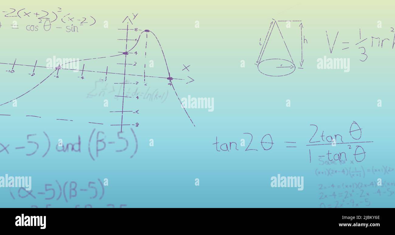 Image of mathematical equations on blue background Stock Photo - Alamy