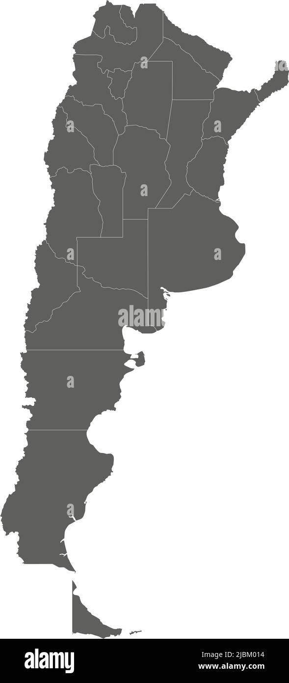 Vector blank map of Argentina with provinces or federated states and administrative divisions. Editable and clearly labeled layers. Stock Vector