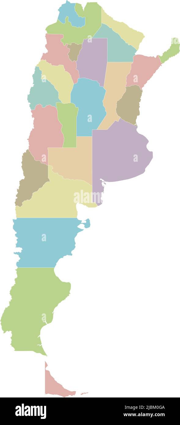 Vector blank map of Argentina with provinces or federated states and administrative divisions. Editable and clearly labeled layers. Stock Vector