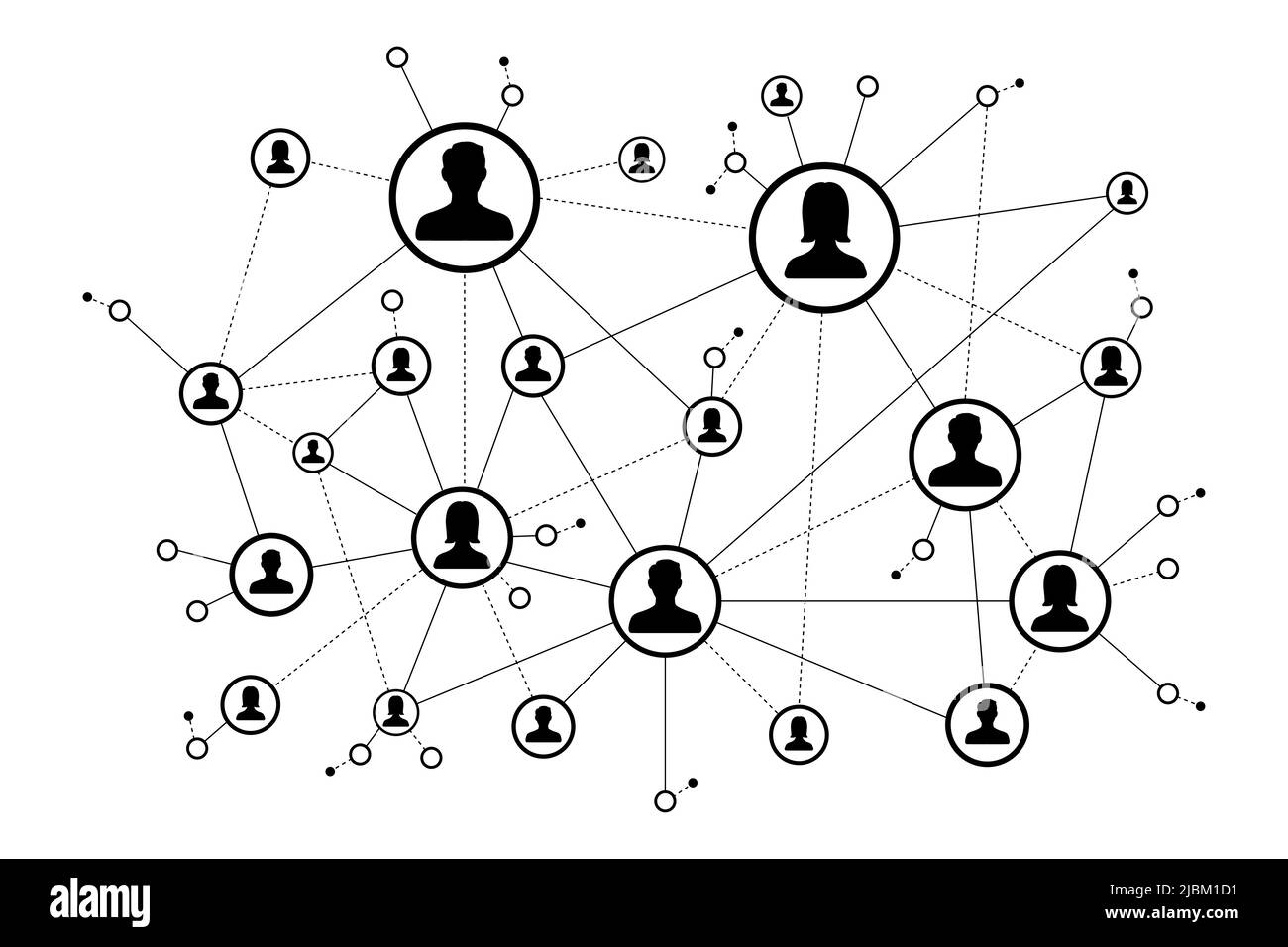 Social network scheme concept. People icons connected to each other