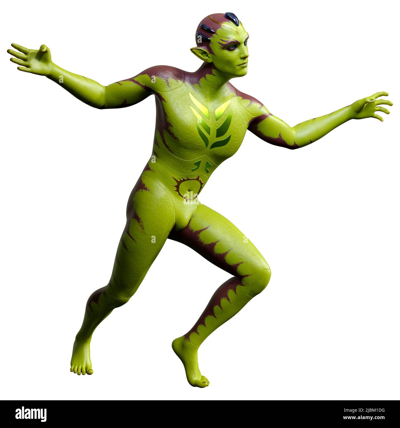 3D rendering of a green alien isolated on white background Stock Photo ...