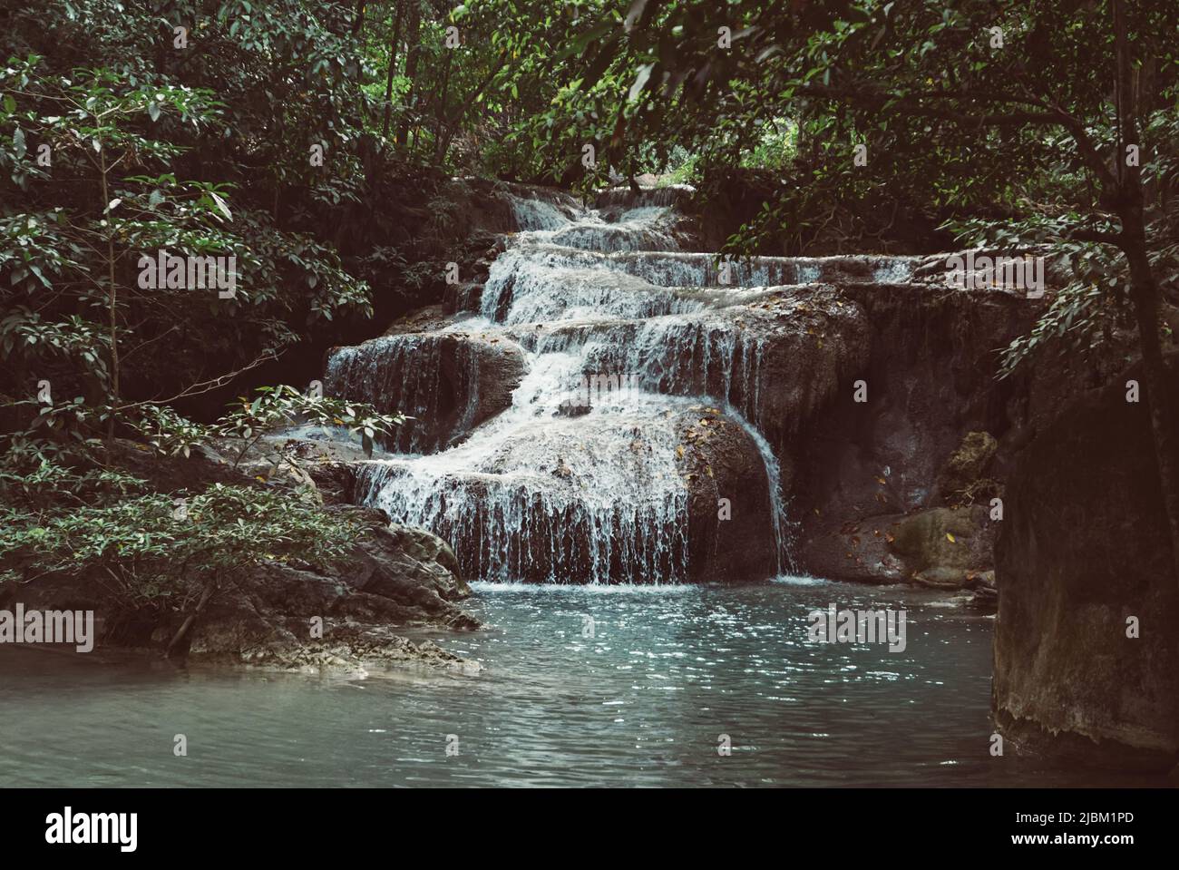 Waterfall in Thailand. Stock Photo