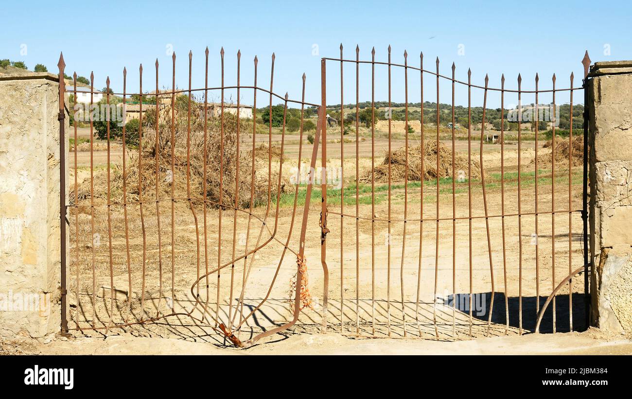 Rusty gate in the province of Huesca, Aragon, Spain, Europe Stock Photo