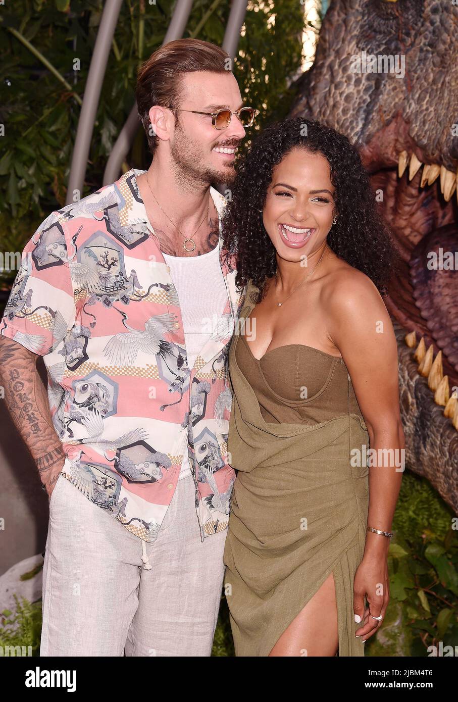 HOLLYWOOD, CA - JUNE 06: (L-R) Matt Pokora and Christina Milian attend the Los Angeles premiere of Universal Pictures' 'Jurassic World Dominion' at th Stock Photo