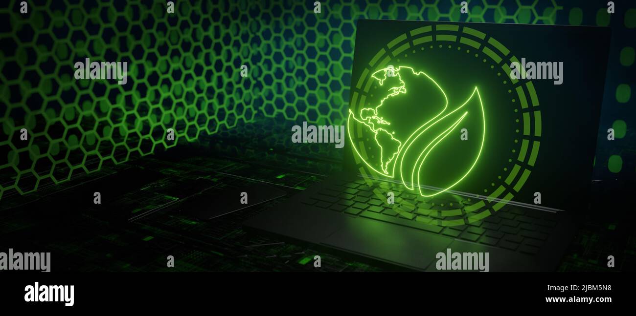 Globe leaf technology network 3d illustration Stock Photo - Alamy