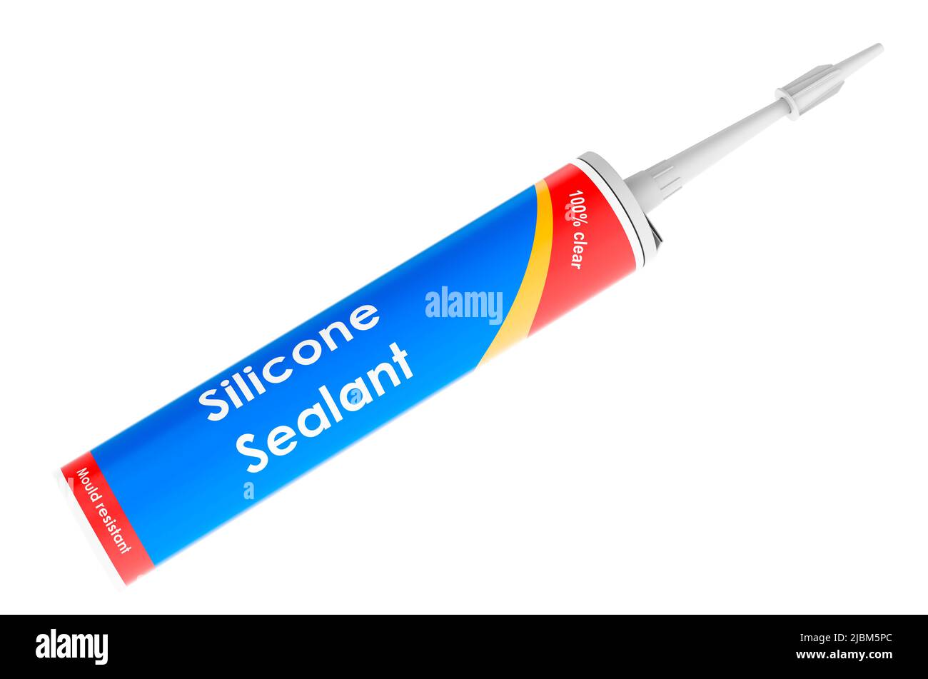 Silicone sealant, 3D rendering isolated on white background Stock Photo