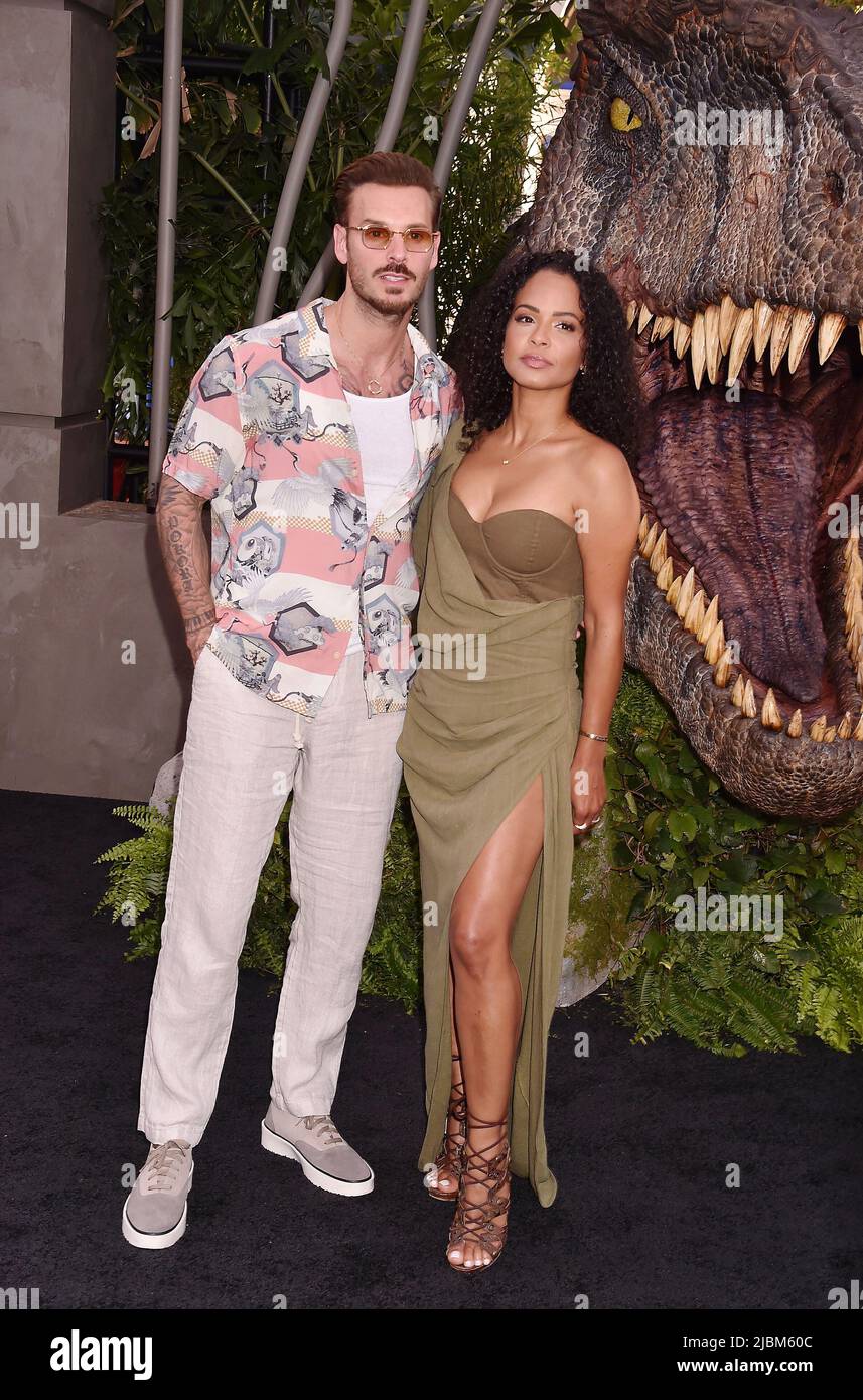 Hollywood, Ca. 06th June, 2022. (L-R) Matt Pokora and Christina Milian attend the Los Angeles premiere of Universal Pictures' 'Jurassic World Dominion' at the TCL Chinese Theatre on June 06, 2022 in Hollywood, California. Credit: Jeffrey Mayer/Jtm Photos/Media Punch/Alamy Live News Stock Photo