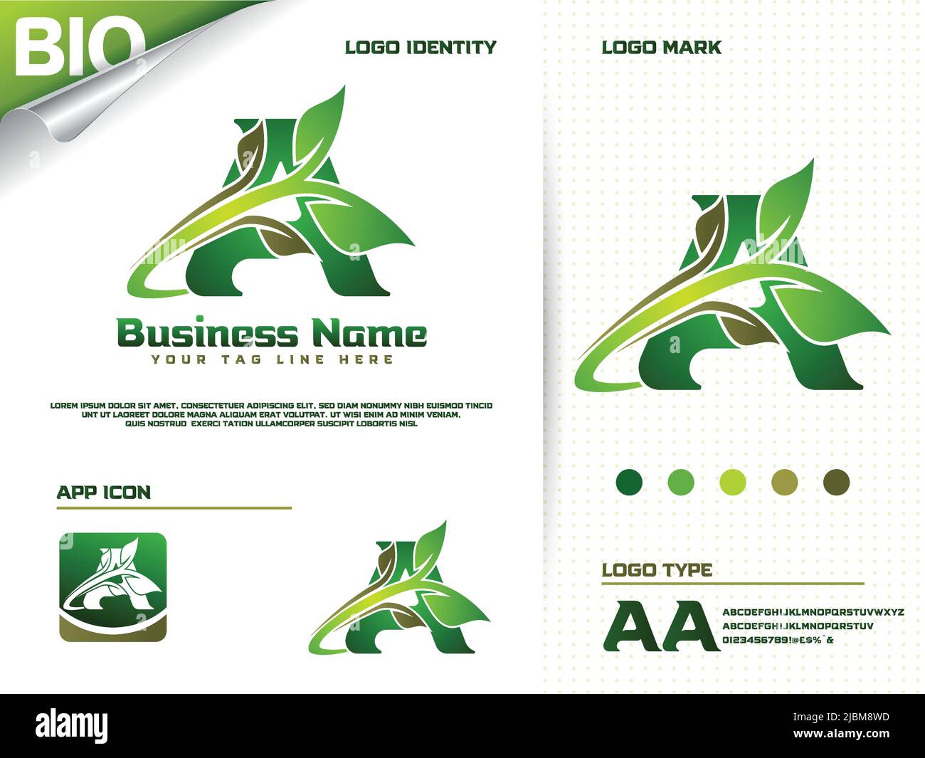 Initial letter A with Green leaf logo design vector Stock Vector Image ...