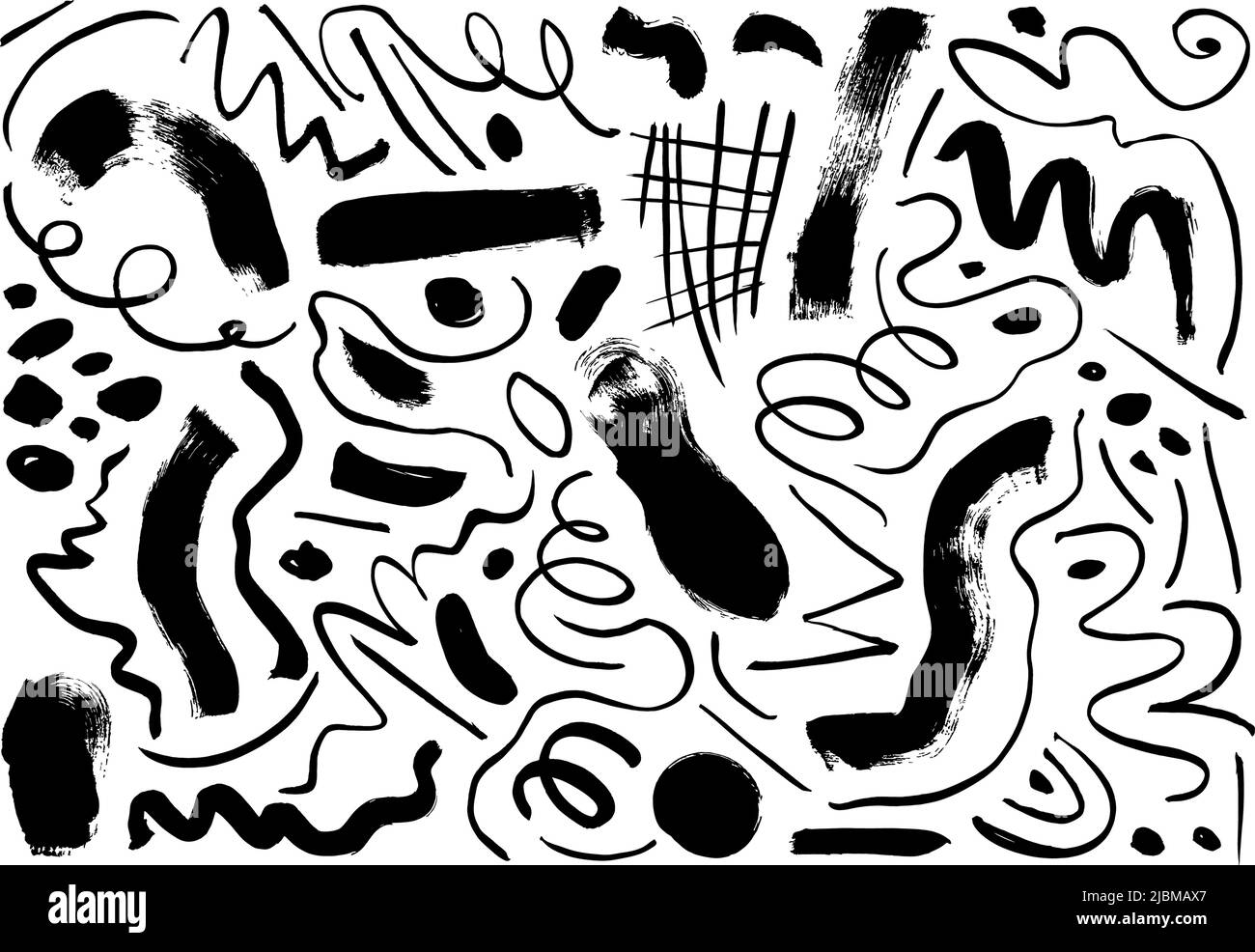 Charcoal vector pencil curly lines and squiggles. Stock Vector