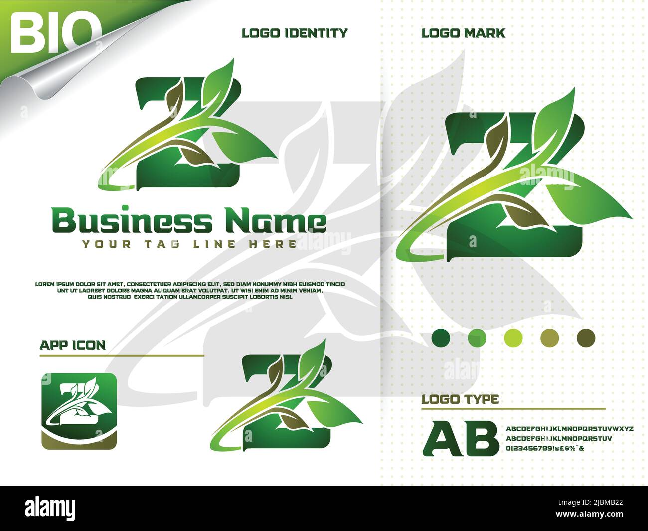 Initial letter Z with Green leaf logo design vector Stock Vector Image ...