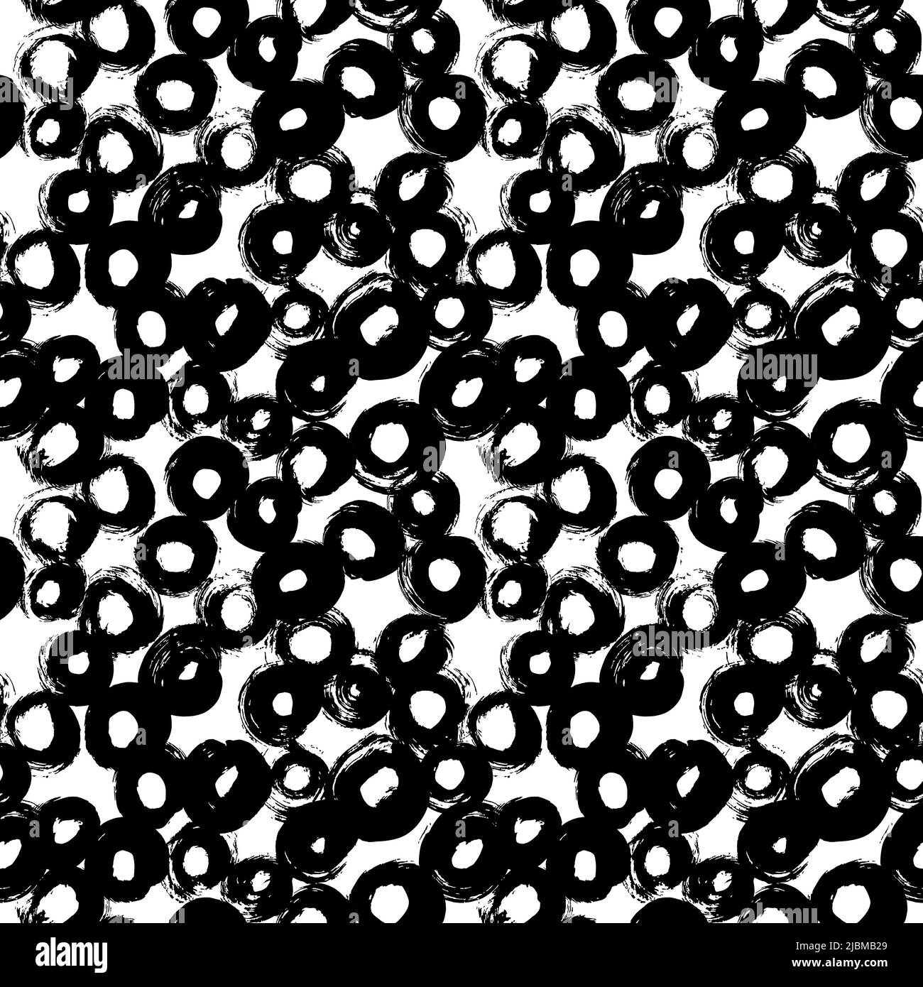 Hand drawn grunge black circles seamless pattern. Stock Vector