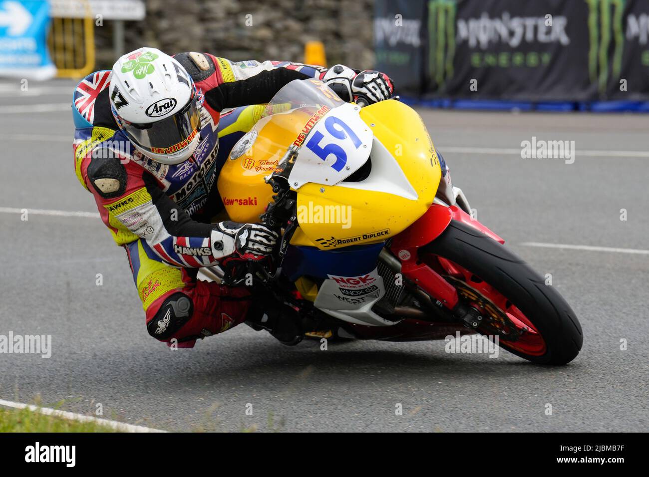 Douglas, Isle Of Man. 19th Jan, 2022. Mark Goodings (600 Kawasaki) representing the Jack Keeton Racing team during the Monster Energy Supersport TT Race 1 at the Isle of Man, Douglas, Isle of Man on the 6 June 2022. Photo by David Horn/PRiME Media Images Credit: PRiME Media Images/Alamy Live News Stock Photo
