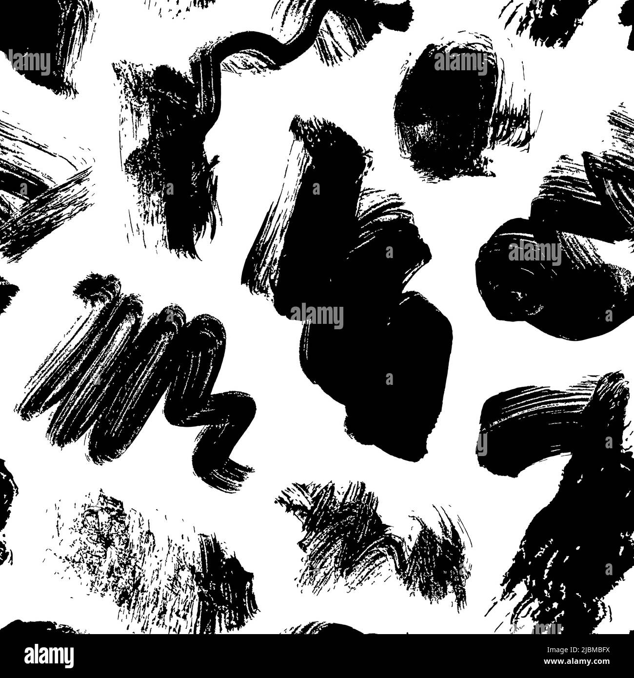 Hand drawn black brush strokes seamless pattern Stock Vector Image ...