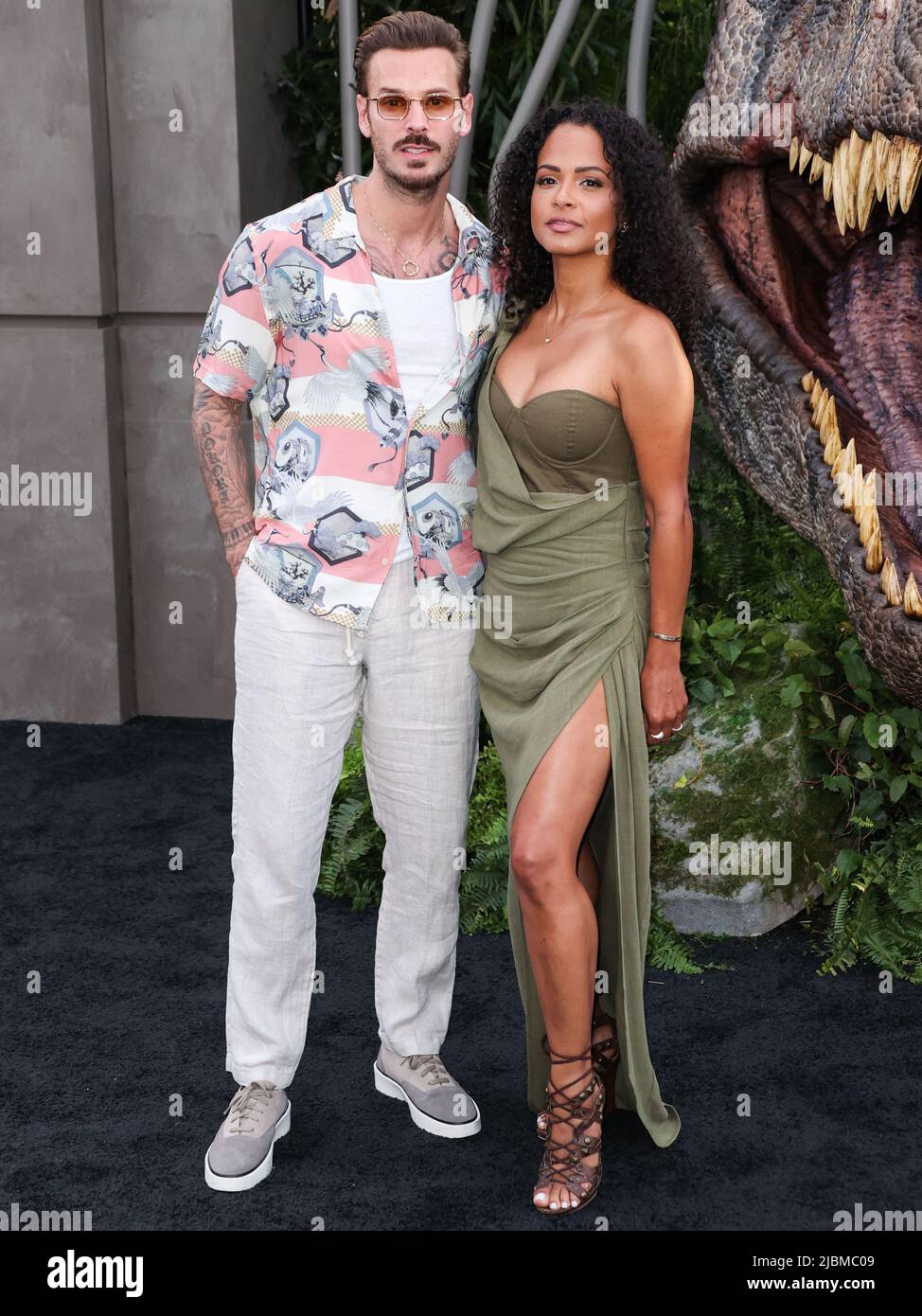 Hollywood, United States. 06th June, 2022. HOLLYWOOD, LOS ANGELES, CALIFORNIA, USA - JUNE 06: French singer Matt Pokora and wife/American actress Christina Milian arrive at the Los Angeles Premiere Of Universal Pictures' 'Jurassic World Dominion' held at the TCL Chinese Theatre IMAX on June 6, 2022 in Hollywood, Los Angeles, California, United States. (Photo by Xavier Collin/Image Press Agency) Credit: Image Press Agency/Alamy Live News Stock Photo