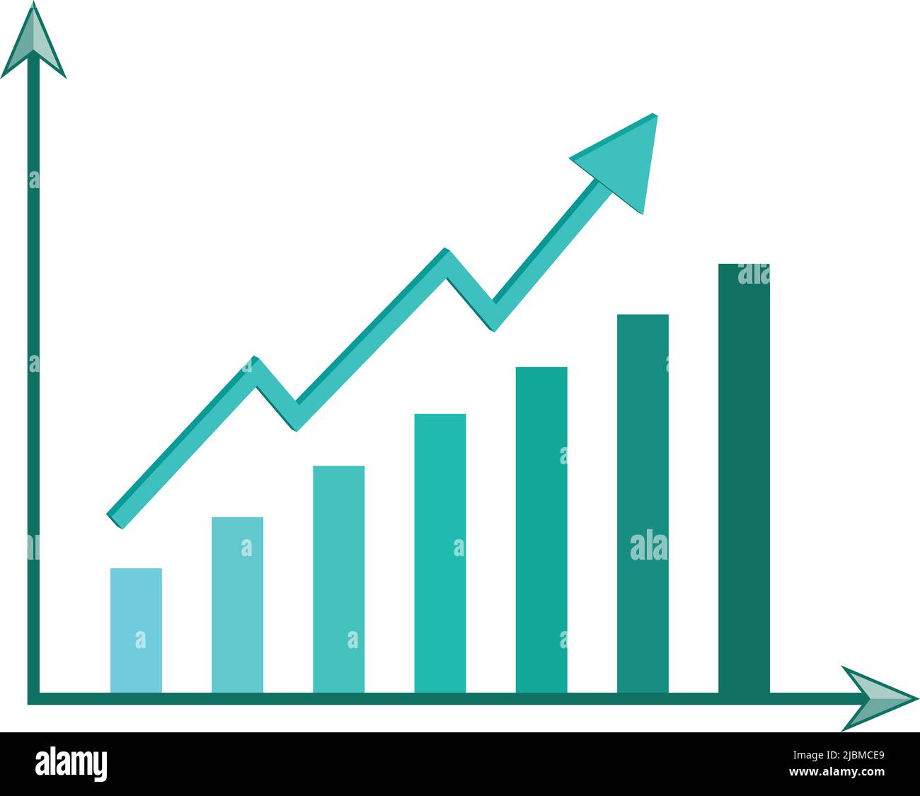 illustration of growing graph increase market and business graph. on white background Stock Vector