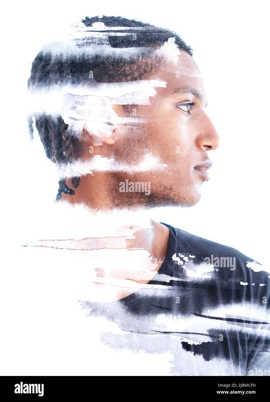 Paintography portrait of a young attractive black man Stock Photo - Alamy