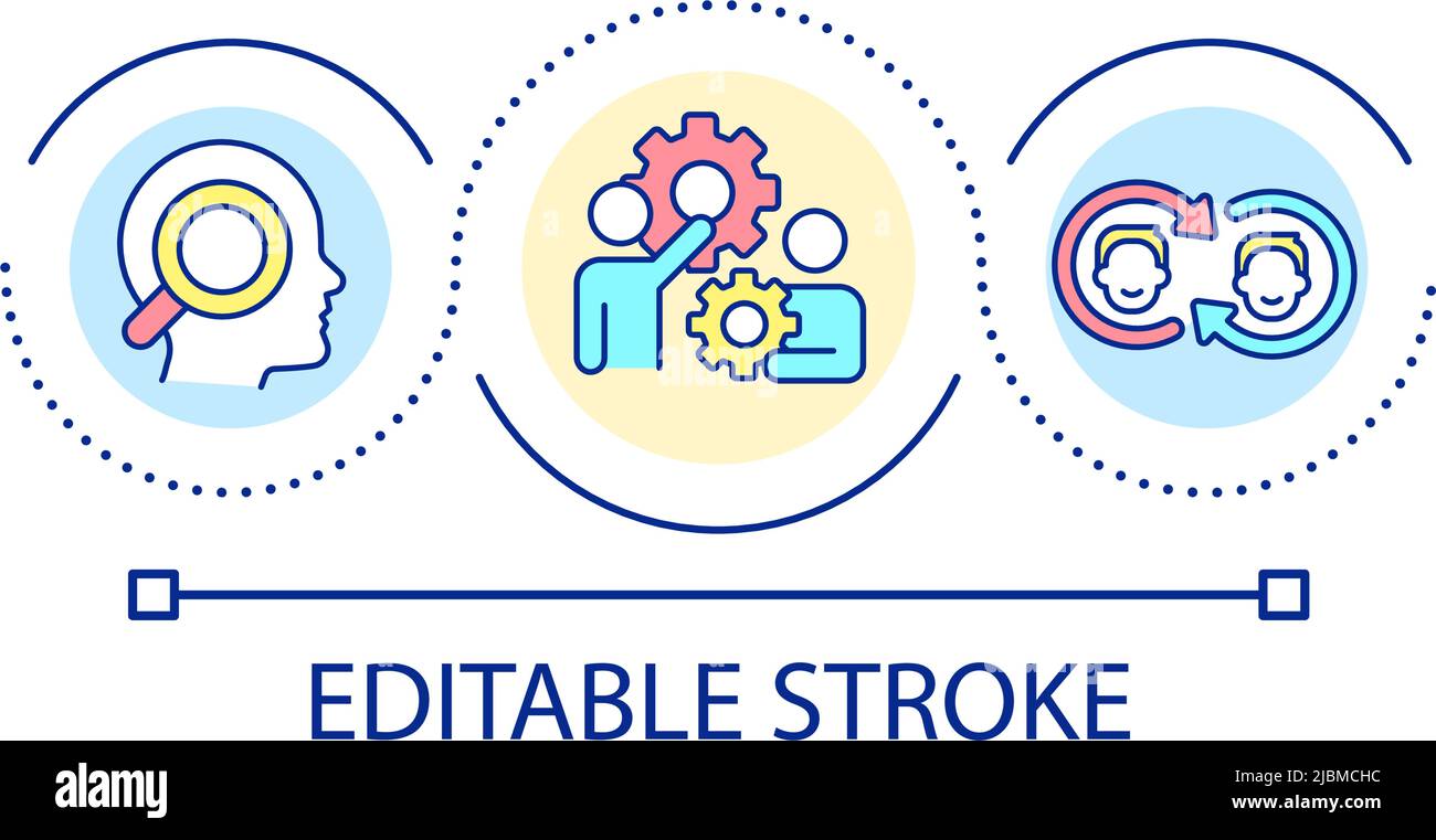 Exchange experience with colleagues loop concept icon Stock Vector