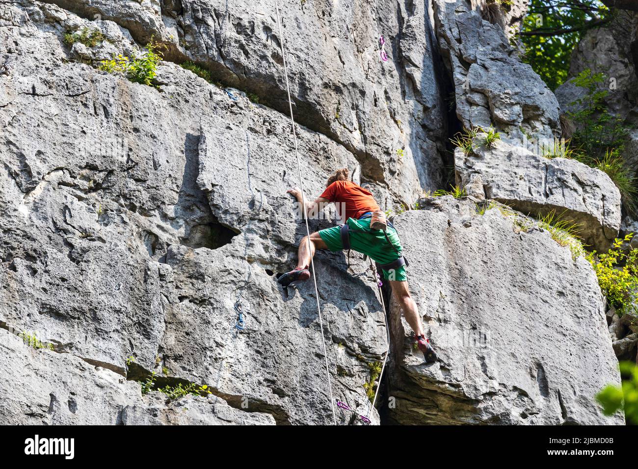 Italy Veneto Monte Grappa - Valle di Schievenin - Quero Vas - climbing wall - Bastionata nord Stock Photo