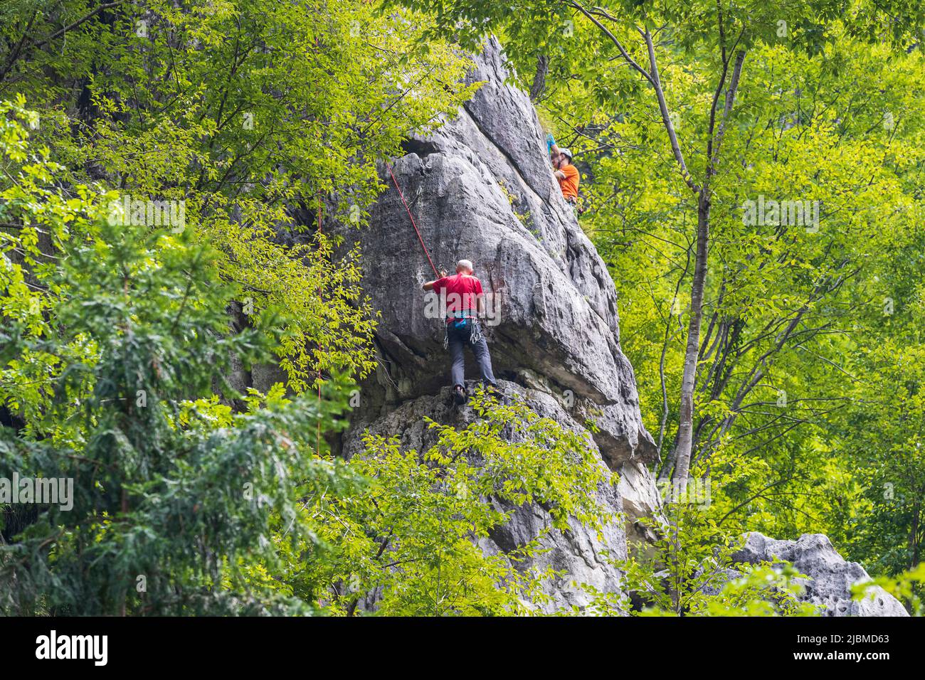 Italy Veneto Monte Grappa - Valle di Schievenin - Quero Vas - climbing wall - Bastionata nord Stock Photo