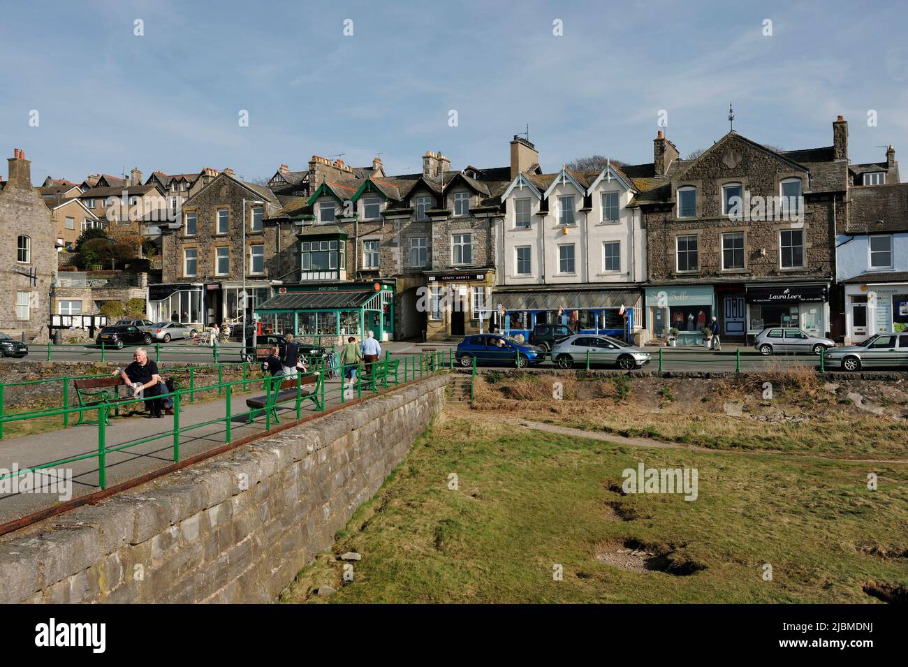 Shops and businesses on The Promenade of Arnside village Cumbria UK Stock Photo