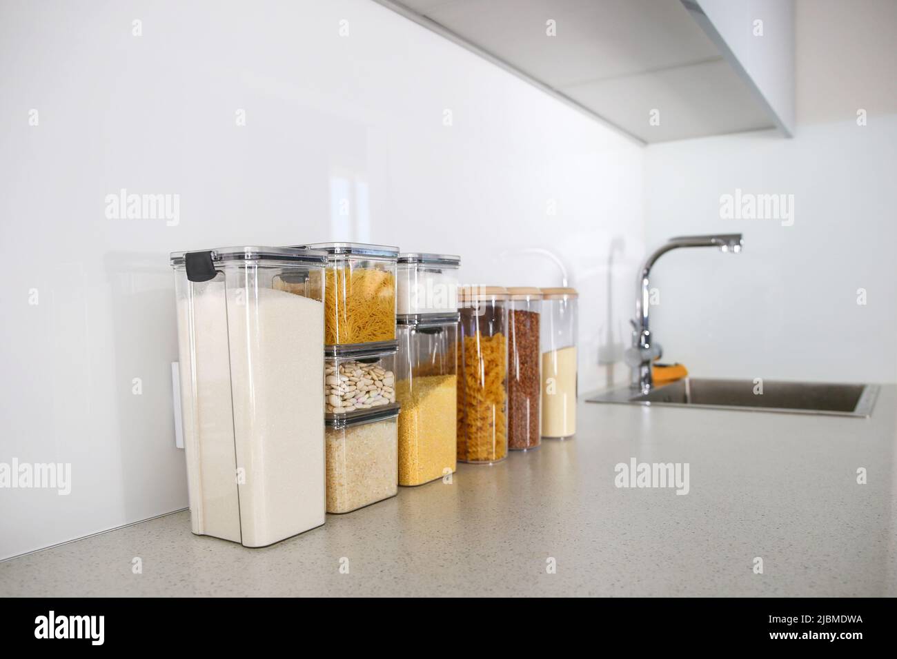 Containers for storing bulk products in the kitchen Stock Photo Alamy