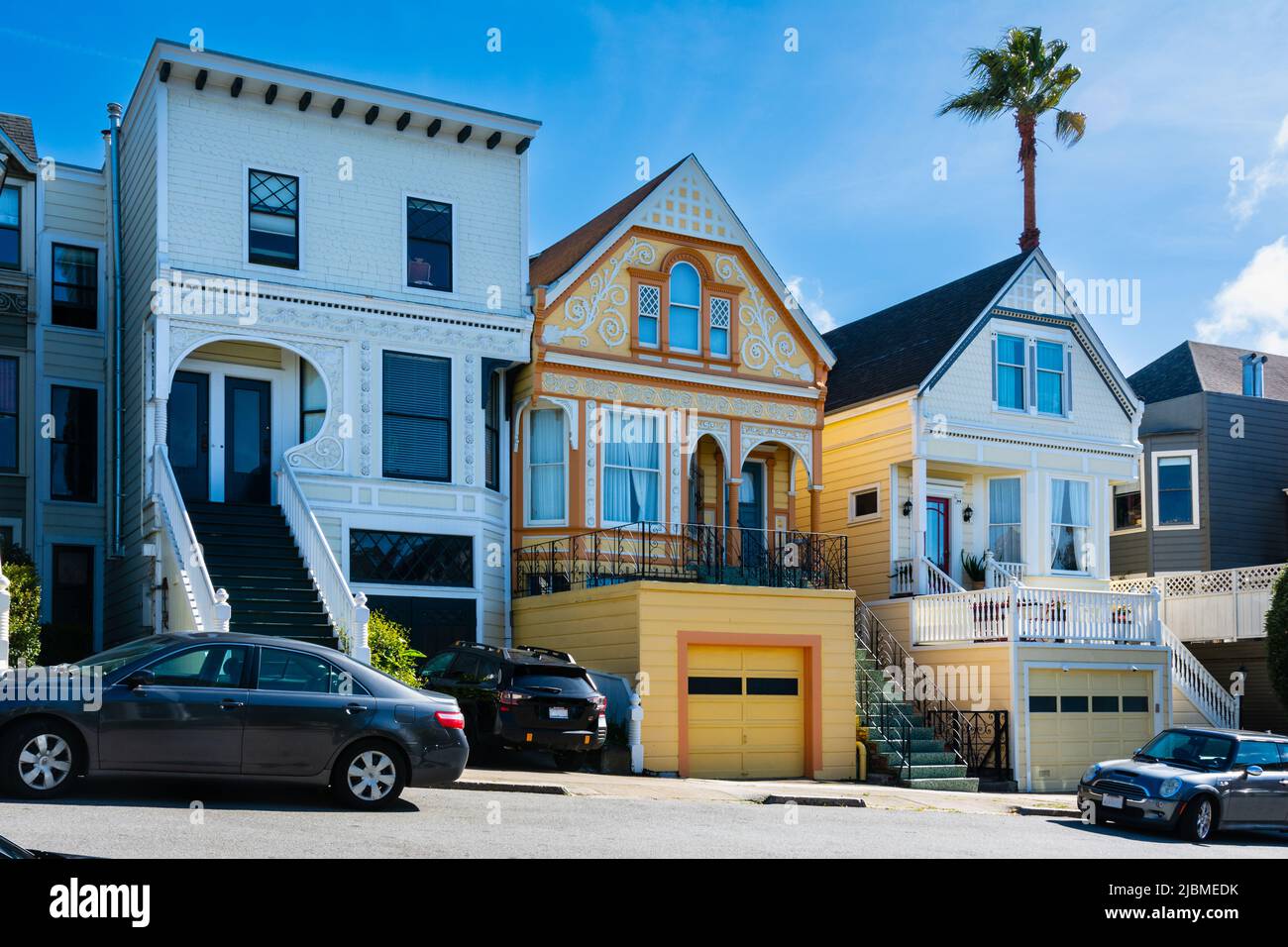 San Francisco,California,USA - April 23, 2022 : Colorful houses  in Liberty street Stock Photo