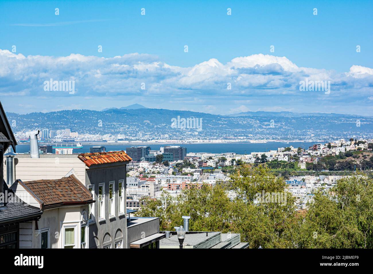 San Francisco Bay view from Liberty Street, San Francisco, California Stock Photo