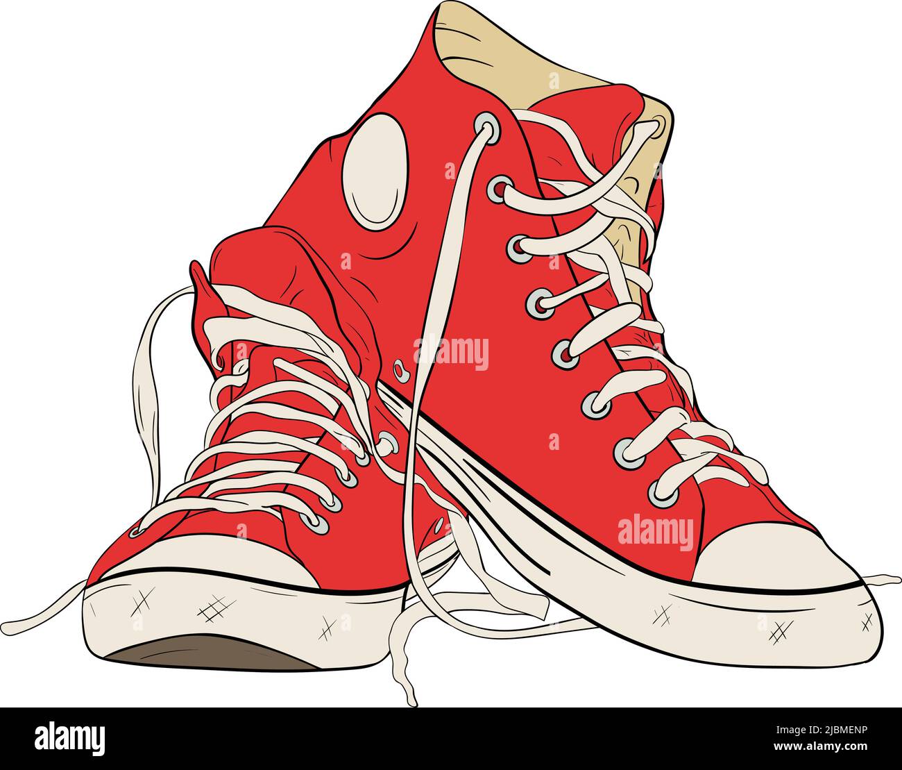 Hand-drawn red Sneakers vector illustration Stock Vector