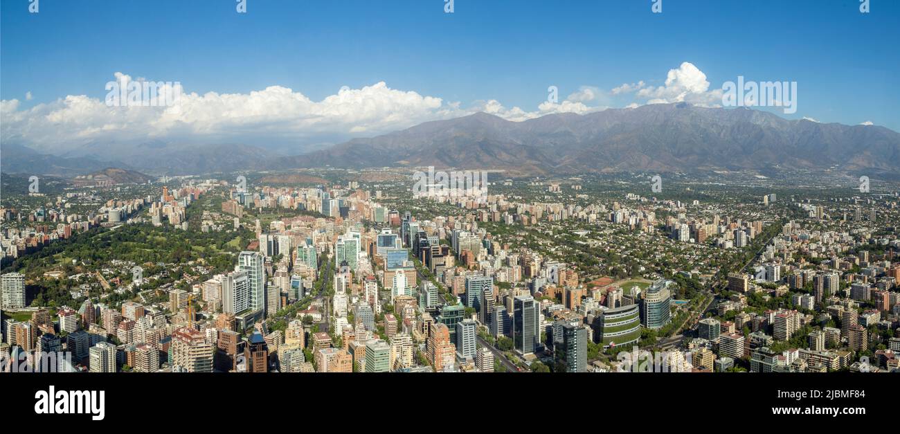 Panoramic View from Gran Torre Santiago Stock Photo