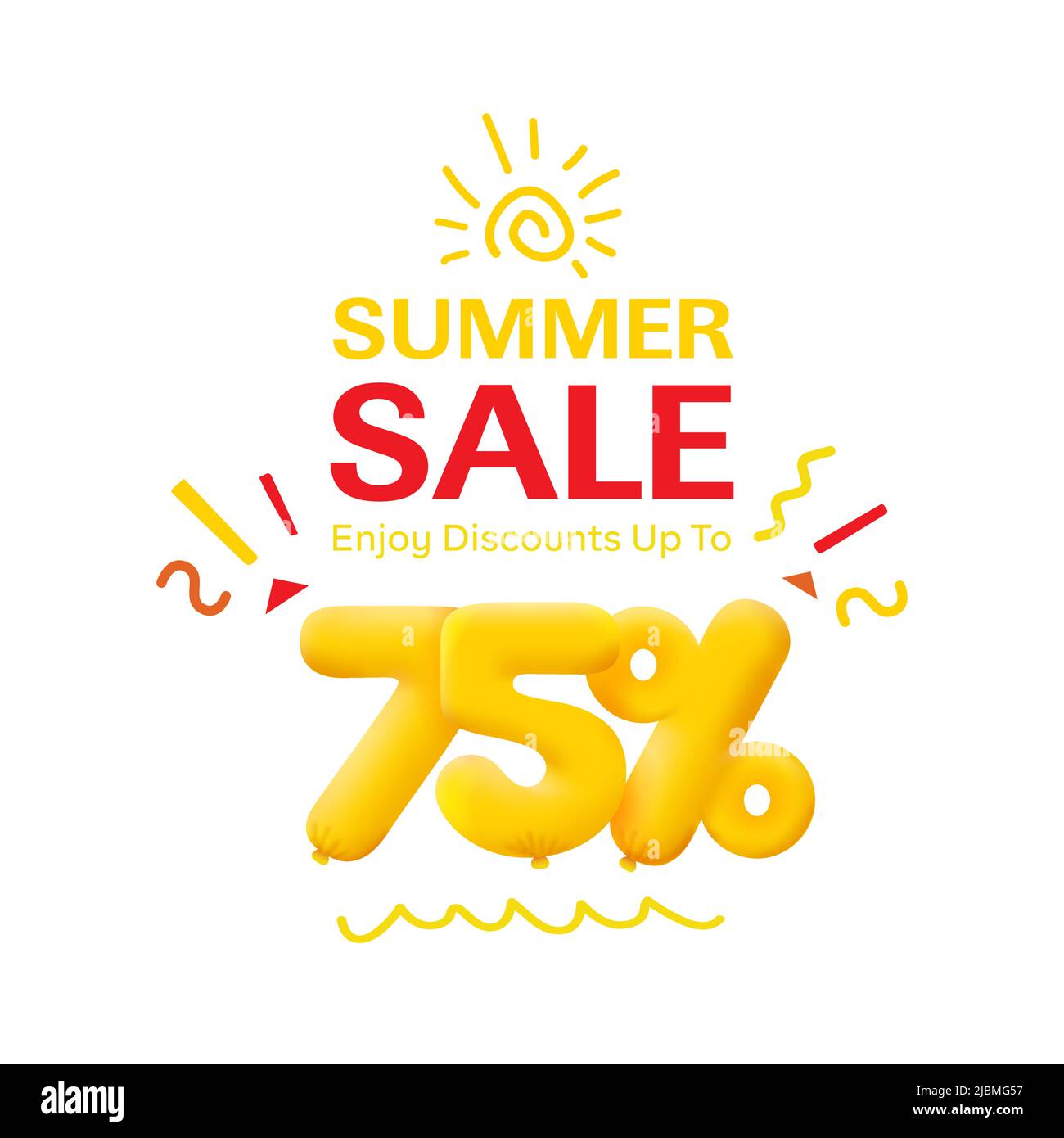 Special offer sale 75% discount 3D number Yellow tag voucher vector ...