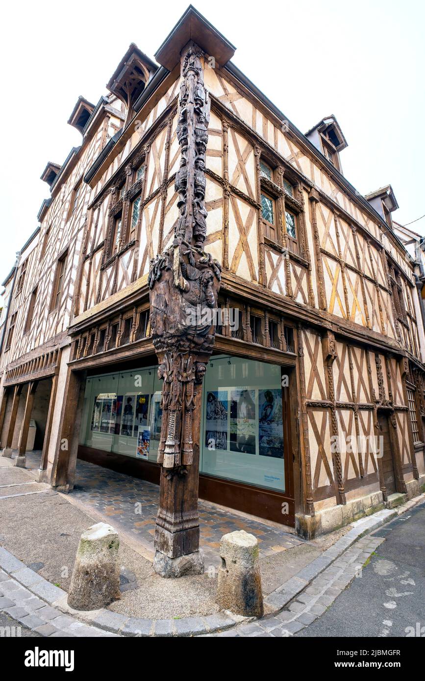 So-called House of Abraham is the old wooden house (half-timbered) in Sens. Burgundy, France. Stock Photo