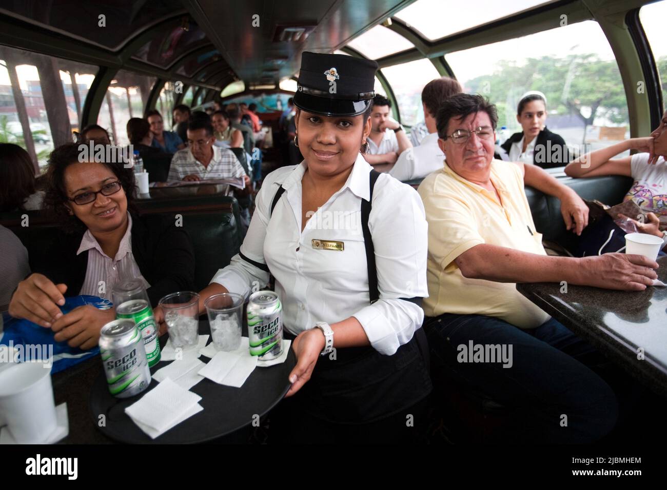 Panama, the Panama Canal Railway is the only railway in the country and runs between Panama City and Colon. There is a special tourist compartment wit Stock Photo