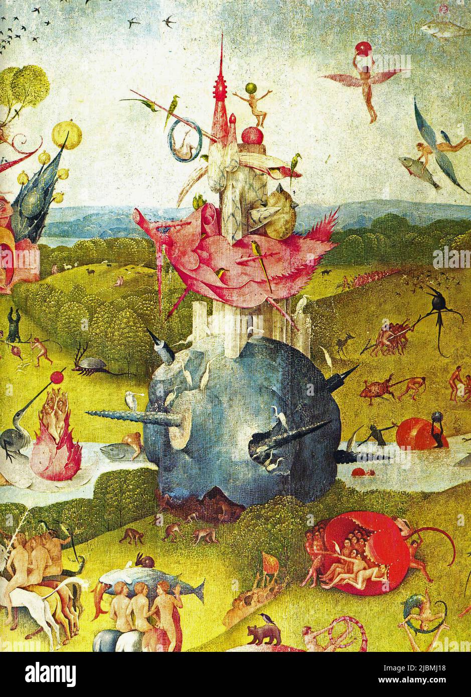 'The Garden of Earthly Delights'. Detail from central panel of triptych. Painting by Hieronymus Bosch. Madrid, Prado. Stock Photo