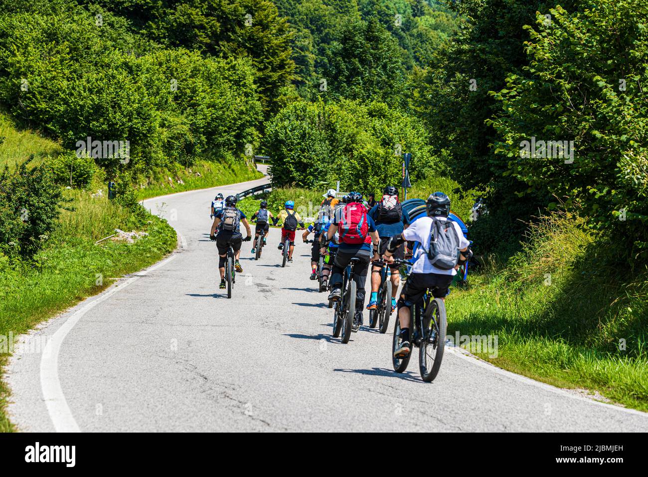 Italy Veneto  - Campo Solagna - Monte Grappa - Cyclist Stock Photo