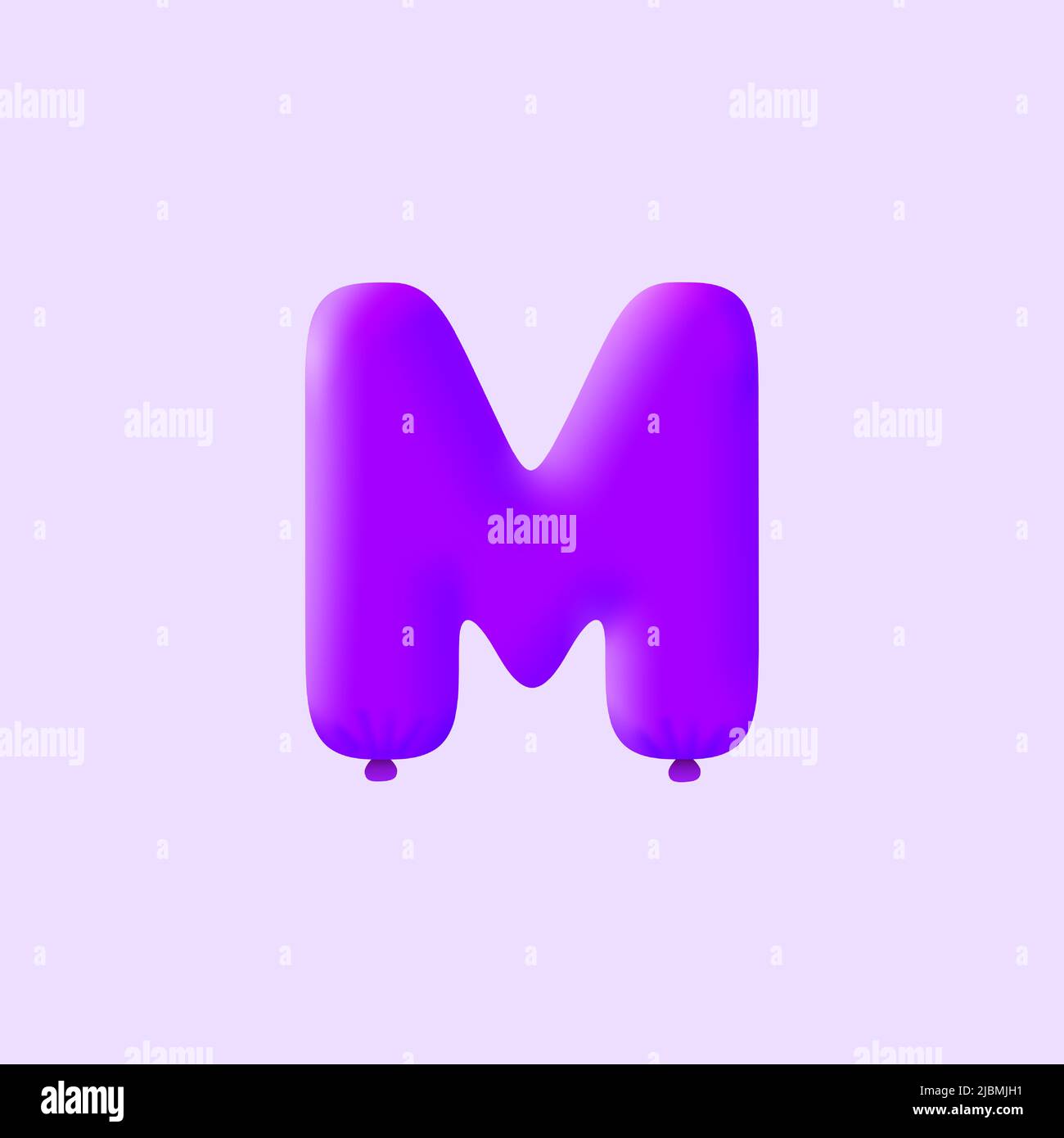 Purple 3d letters M balloon realistic 3d helium Purple balloons. Vector