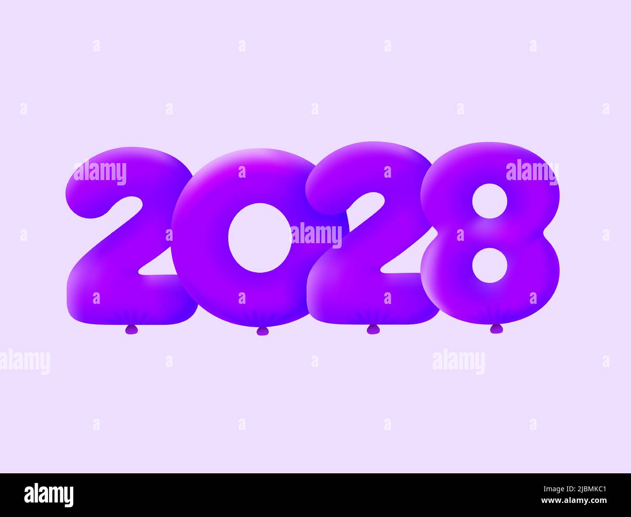 Purple 3D number 2028 balloon realistic 3d helium Purple balloons. Vector illustration design Party decoration,Birthday,Anniversary,Christmas,Xmas,New year,Holiday Sale,celebration,carnival Stock Vector