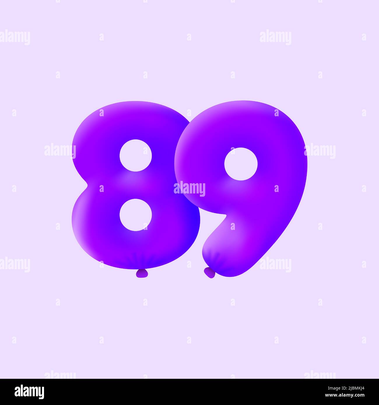 Purple 3D number 89 balloon realistic 3d helium Purple balloons. Vector illustration design Party decoration, Birthday,Anniversary,Christmas, Xmas,New year,Holiday Sale,celebration,carnival Stock Vector