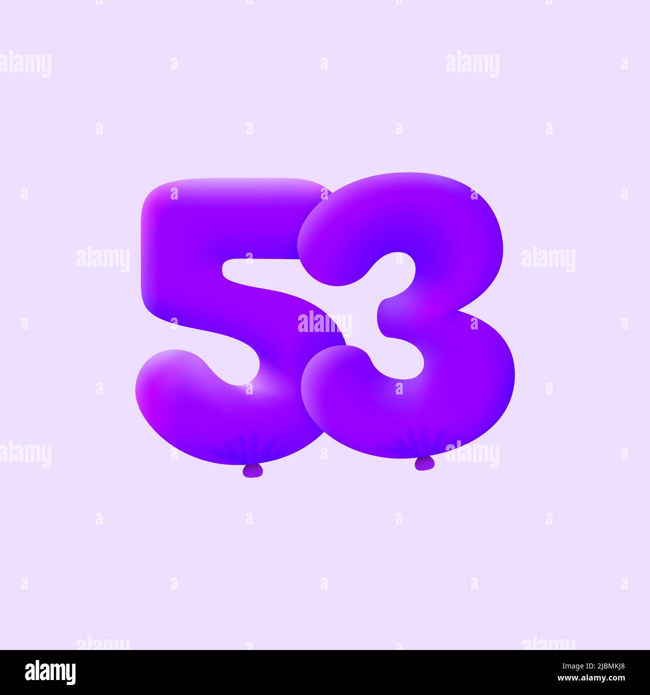 Purple 3D number 53 balloon realistic 3d helium Purple balloons. Vector ...