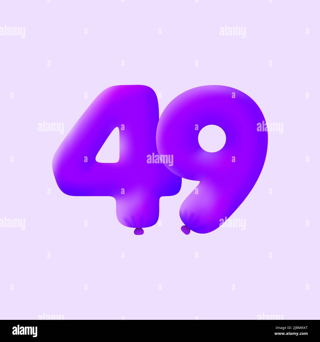 Purple 3D number 49 balloon realistic 3d helium Purple balloons. Vector illustration design Party decoration, Birthday,Anniversary,Christmas, Xmas,New year,Holiday Sale,celebration,carnival Stock Vector