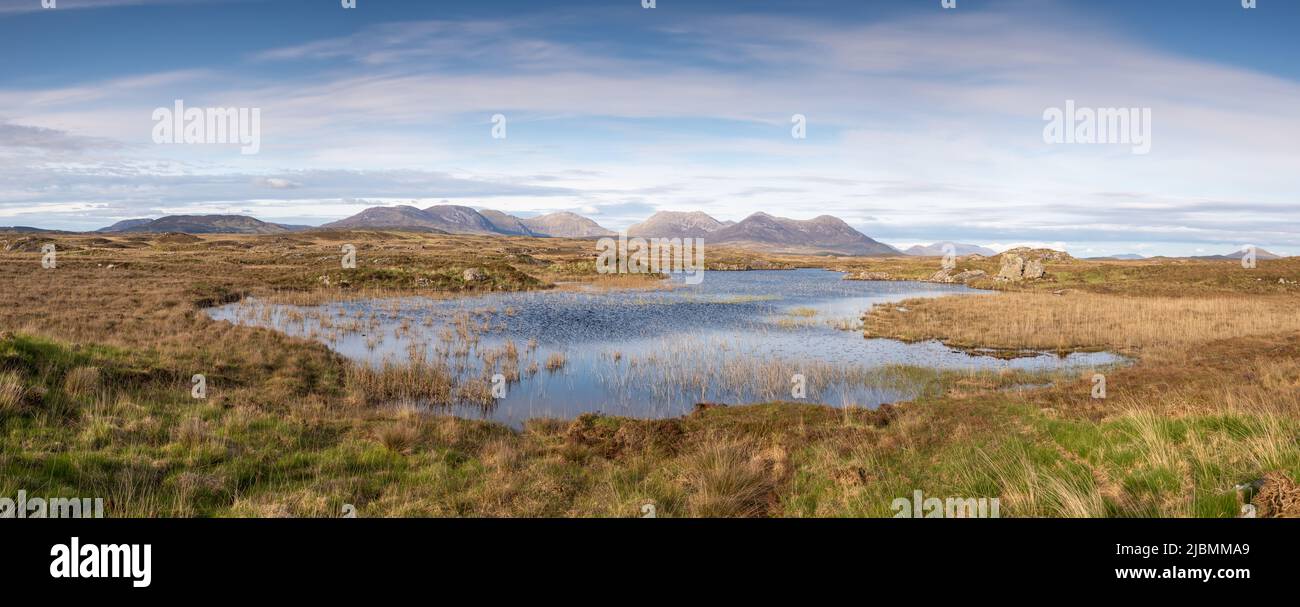 Roundstone Bog and Maumturk Mountains, County Galway, Ireland Stock Photo