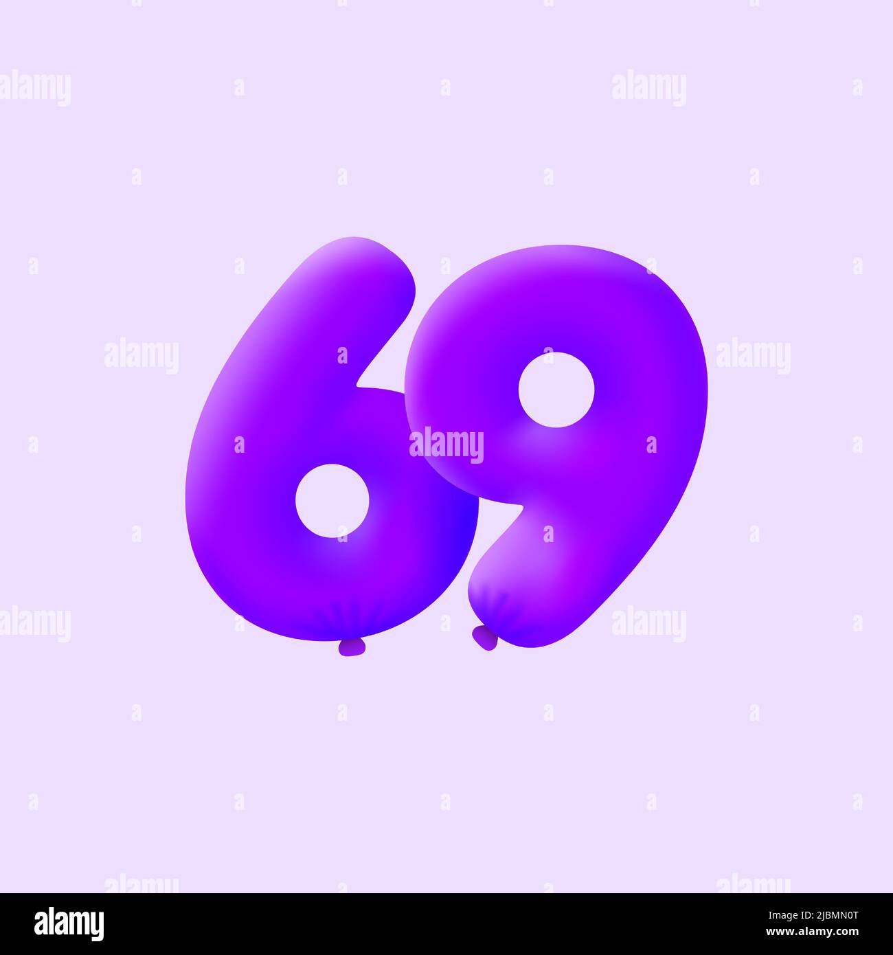 Purple 3D number 69 balloon realistic 3d helium Purple balloons. Vector ...