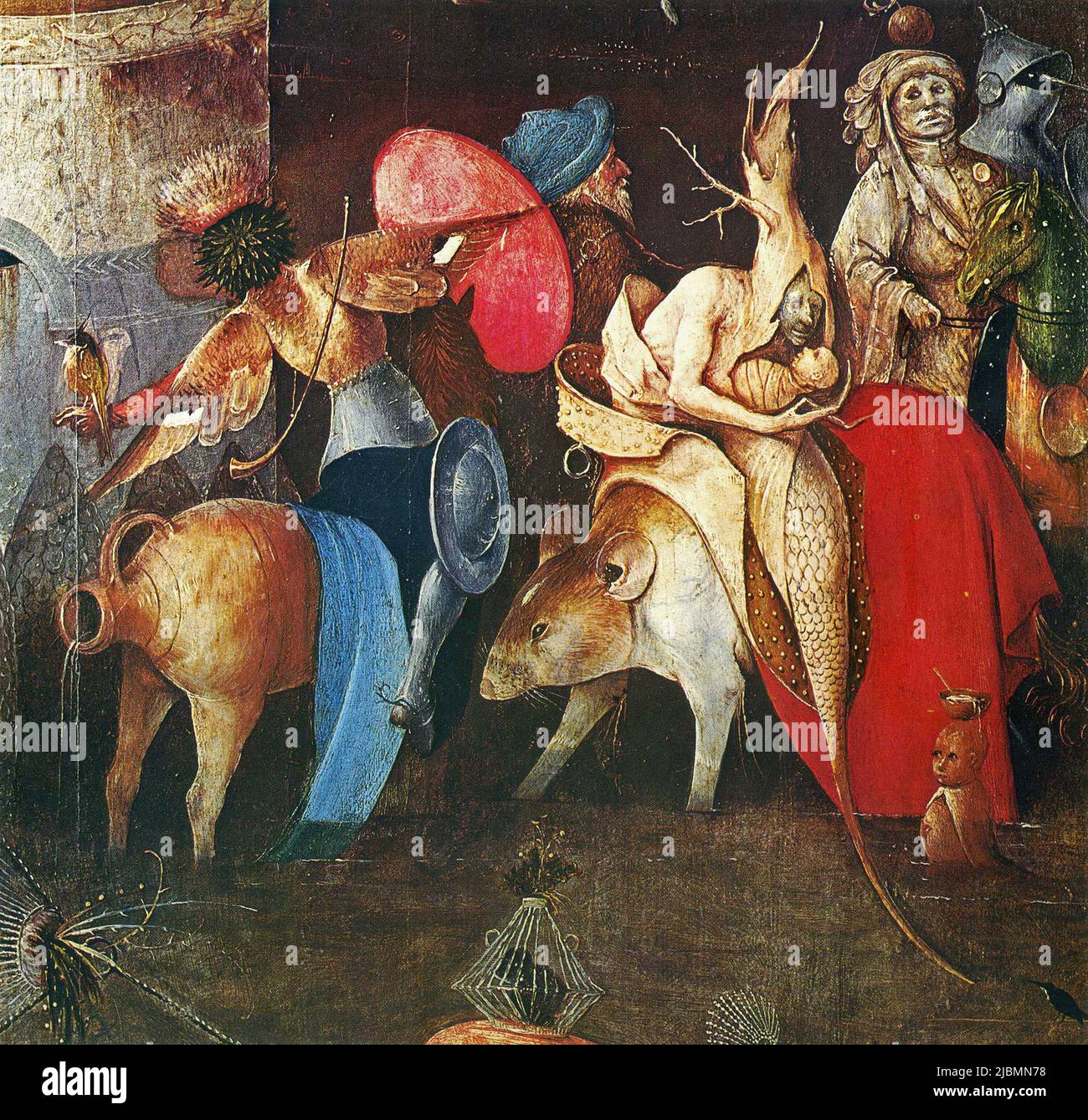 'The Temptation of St.Anthony', central panel of the triptych by Hieronymus Bosch. Lisbon, Museu Nacional de Arte Antiga. Stock Photo