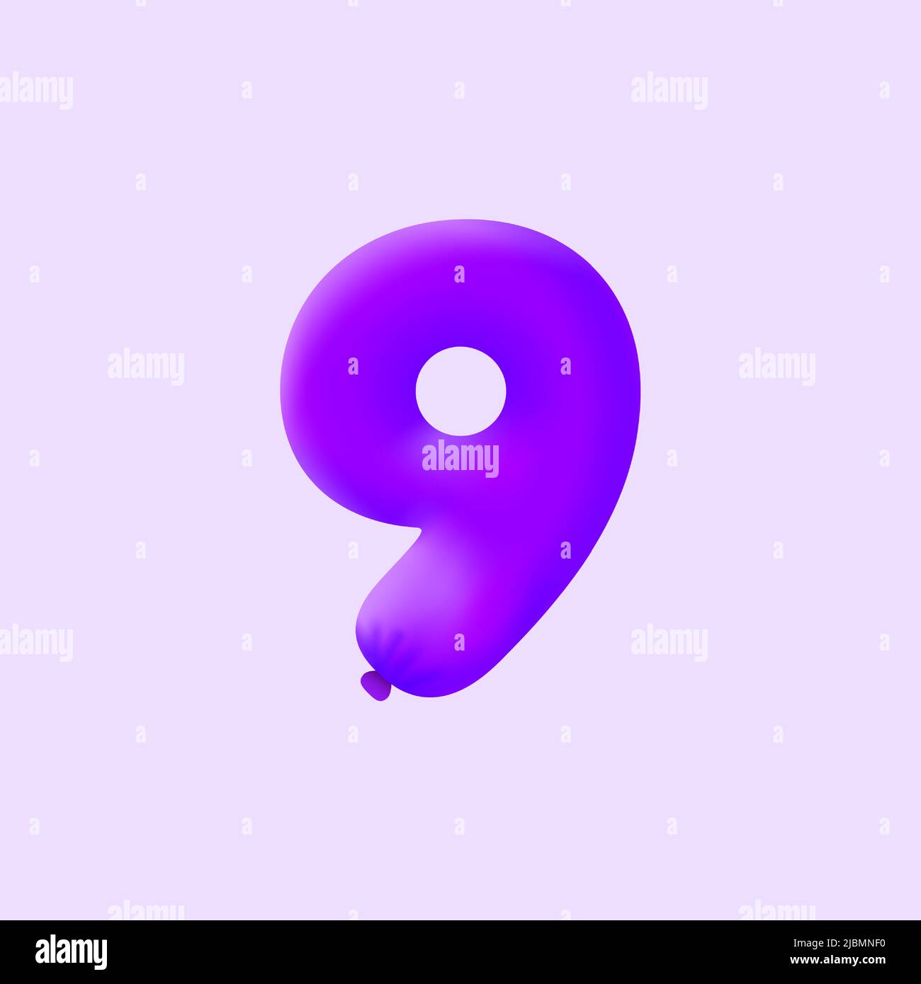 Purple 3D number 9 balloon realistic 3d helium Purple balloons. Vector ...